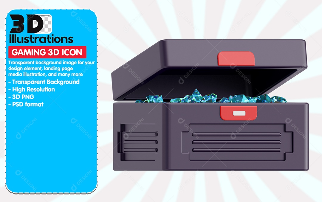 Ícones De Jogos Caixa De Diamante Elemento 3D Para Composição PSD