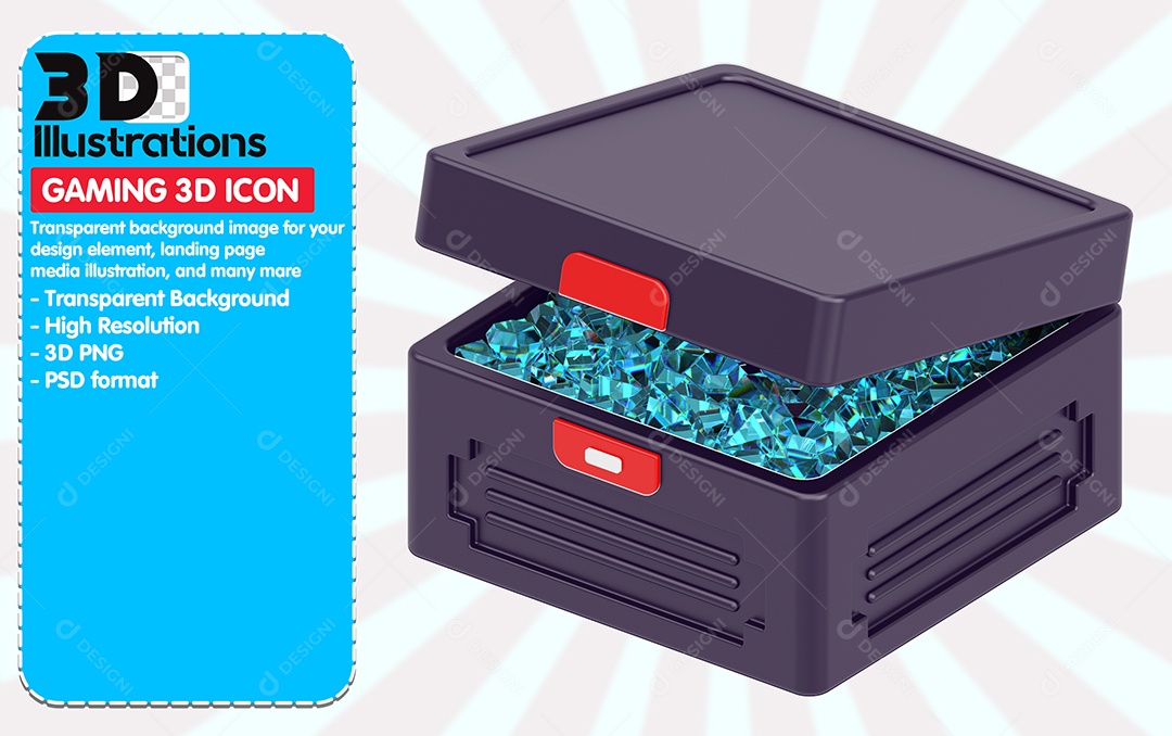Ícones De Jogos Caixa De Diamante Elemento 3D Para Composição PSD