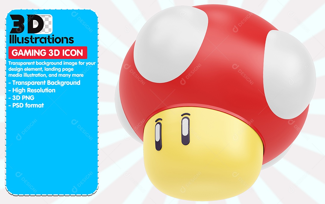 Ícones De Jogos Cogumelo Elemento 3D Para Composição PSD