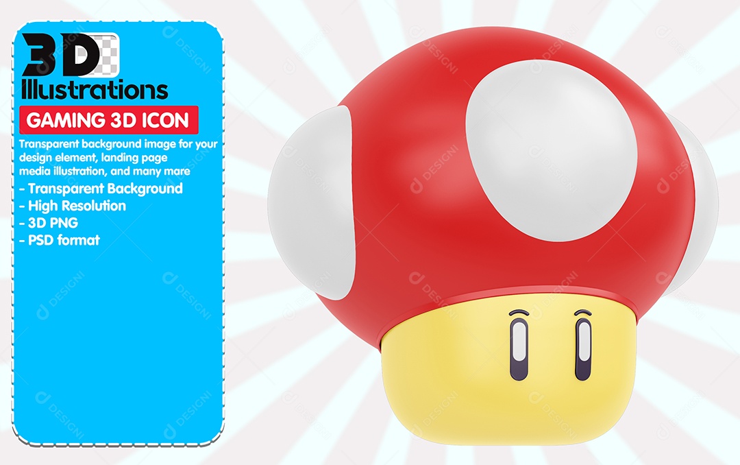Ícones De Jogos Cogumelo Elemento 3D Para Composição PSD