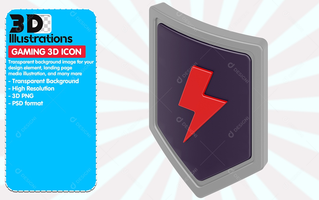 Ícones De Jogos Escudo Elemento 3D Para Composição PSD