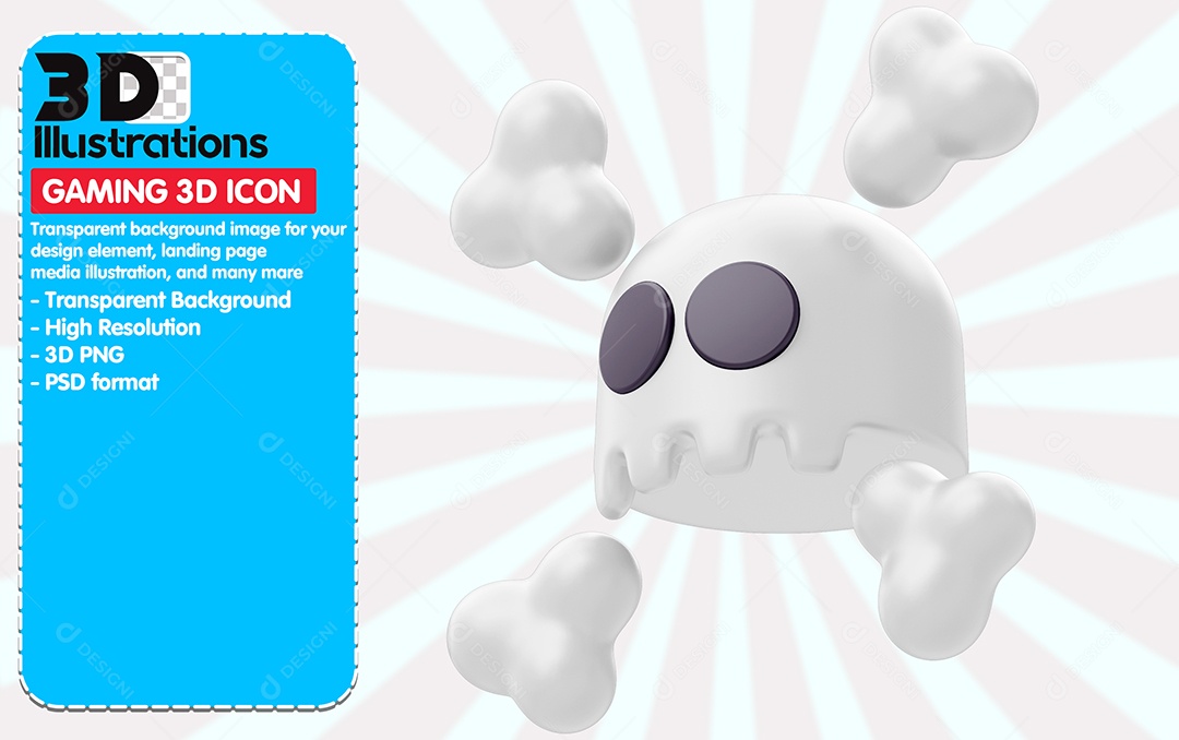 Ícones De Caveira Elemento 3D Para Composição PSD