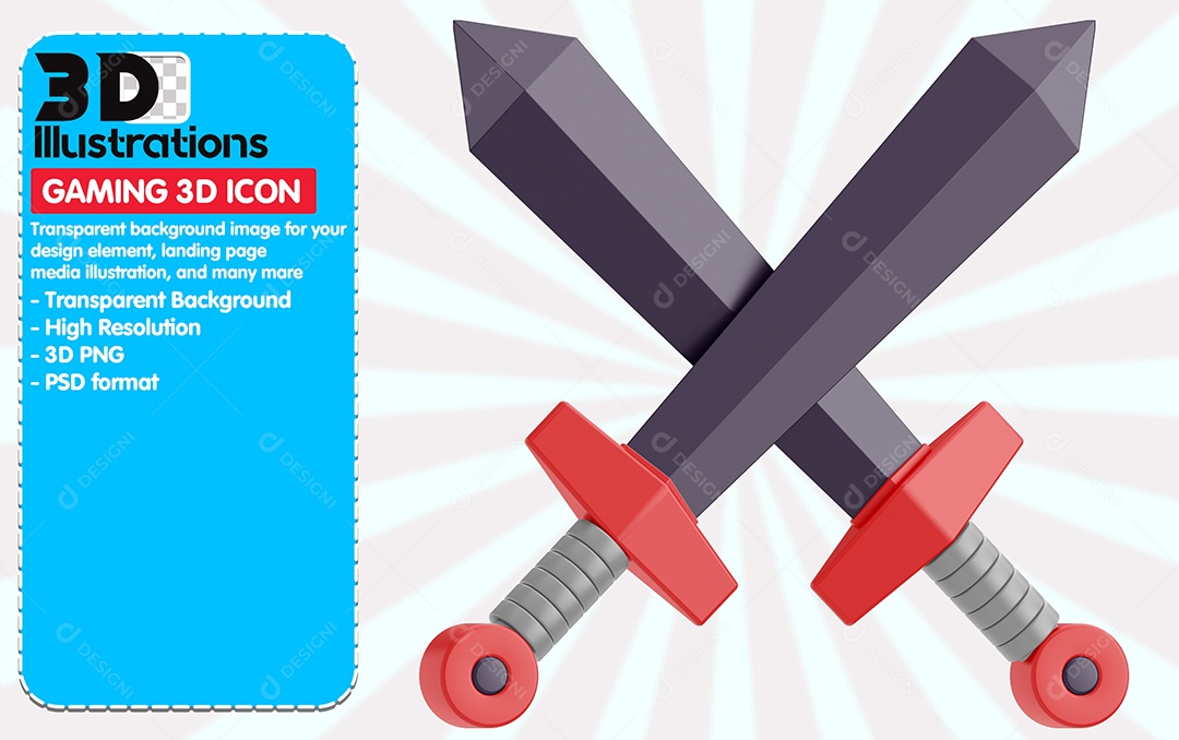 Ícones De Jogos Espadas Elemento 3D Para Composição PSD