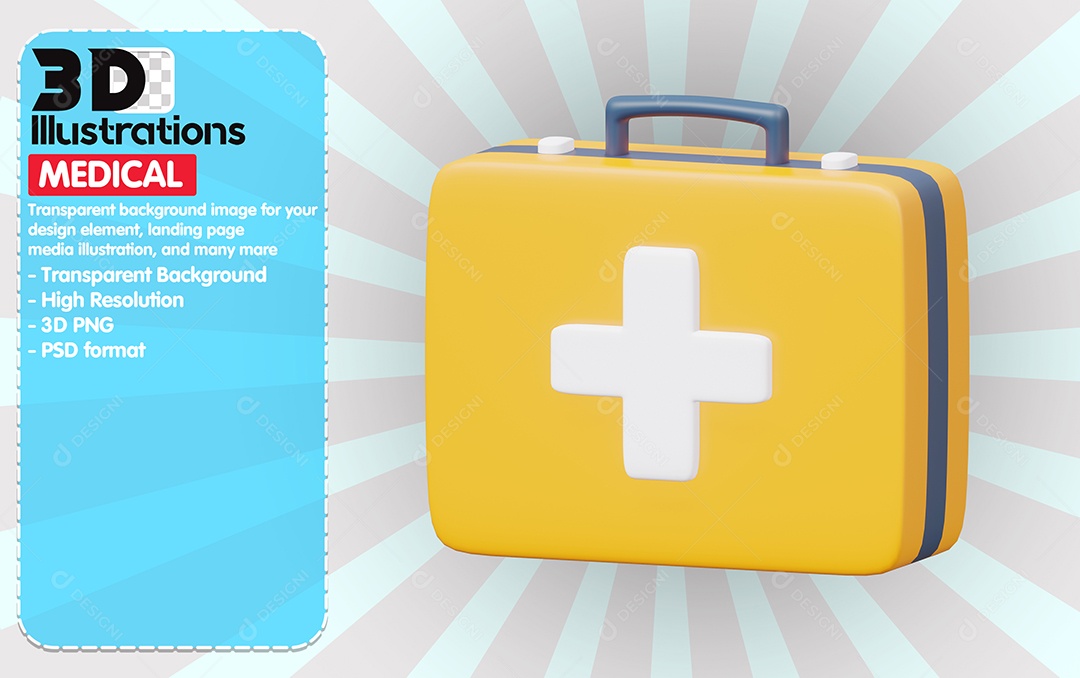 Maleta De Primeiros Socorros Elemento 3D Para Composição PSD
