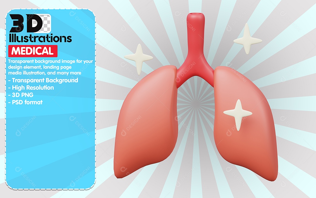 Pulmão Elemento 3D Para Composição PSD