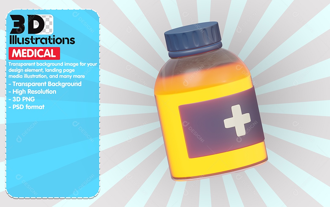 Vitamina Elemento 3D Para Composição PSD