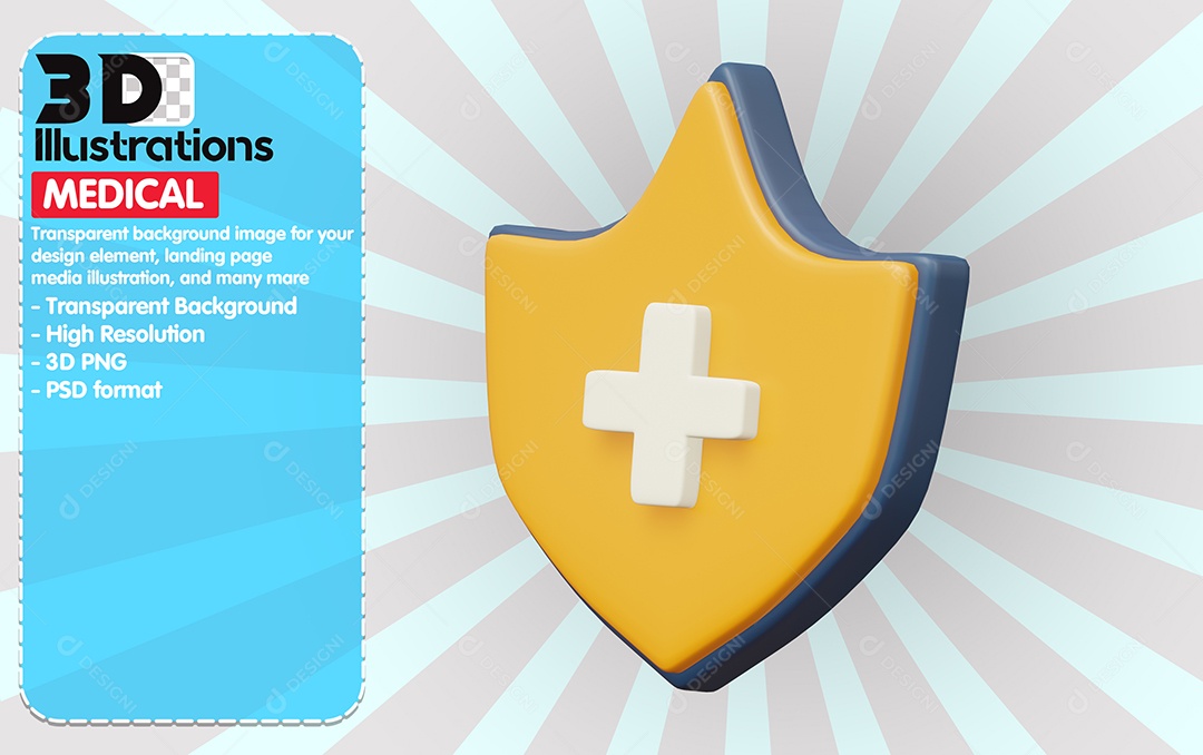 Escudo De Cruz Elemento 3D Para Composição PSD