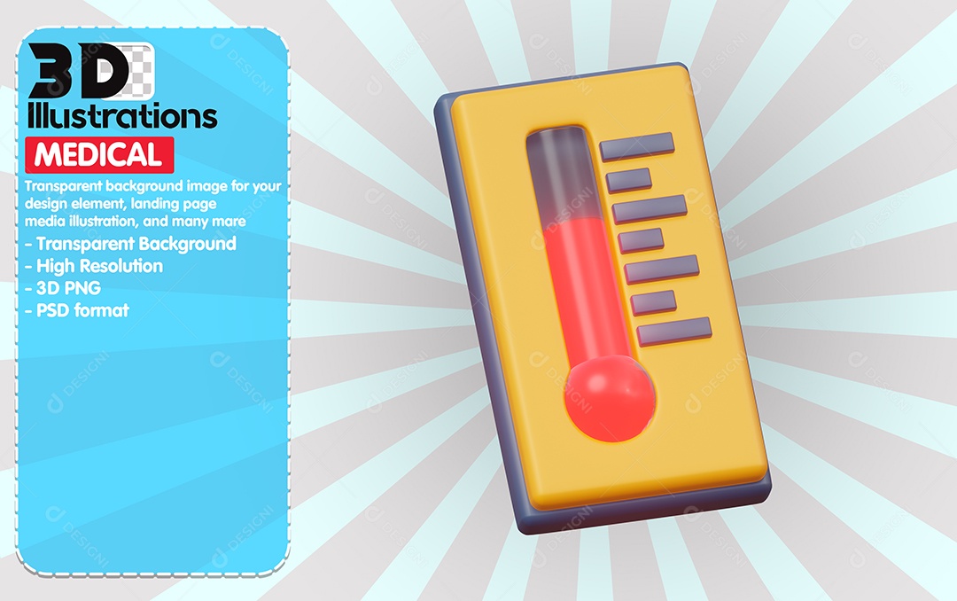 Termômetro Elemento 3D Para Composição PSD