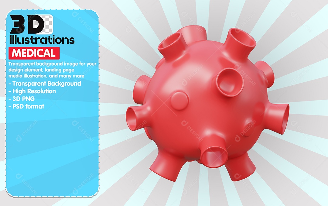 Vírus Elemento 3D Para Composição PSD