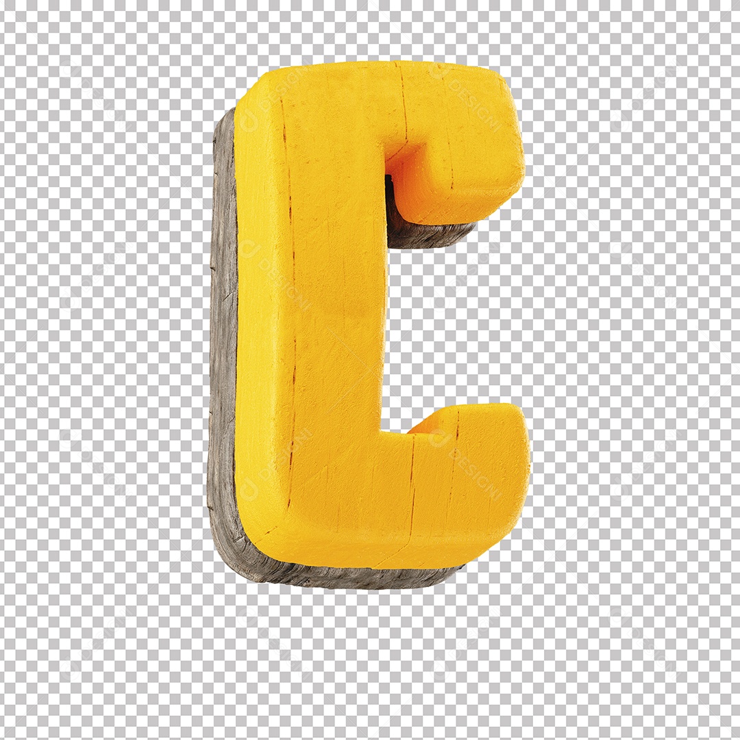 Elemento 3D Letra C Para Composição PNG Transparente