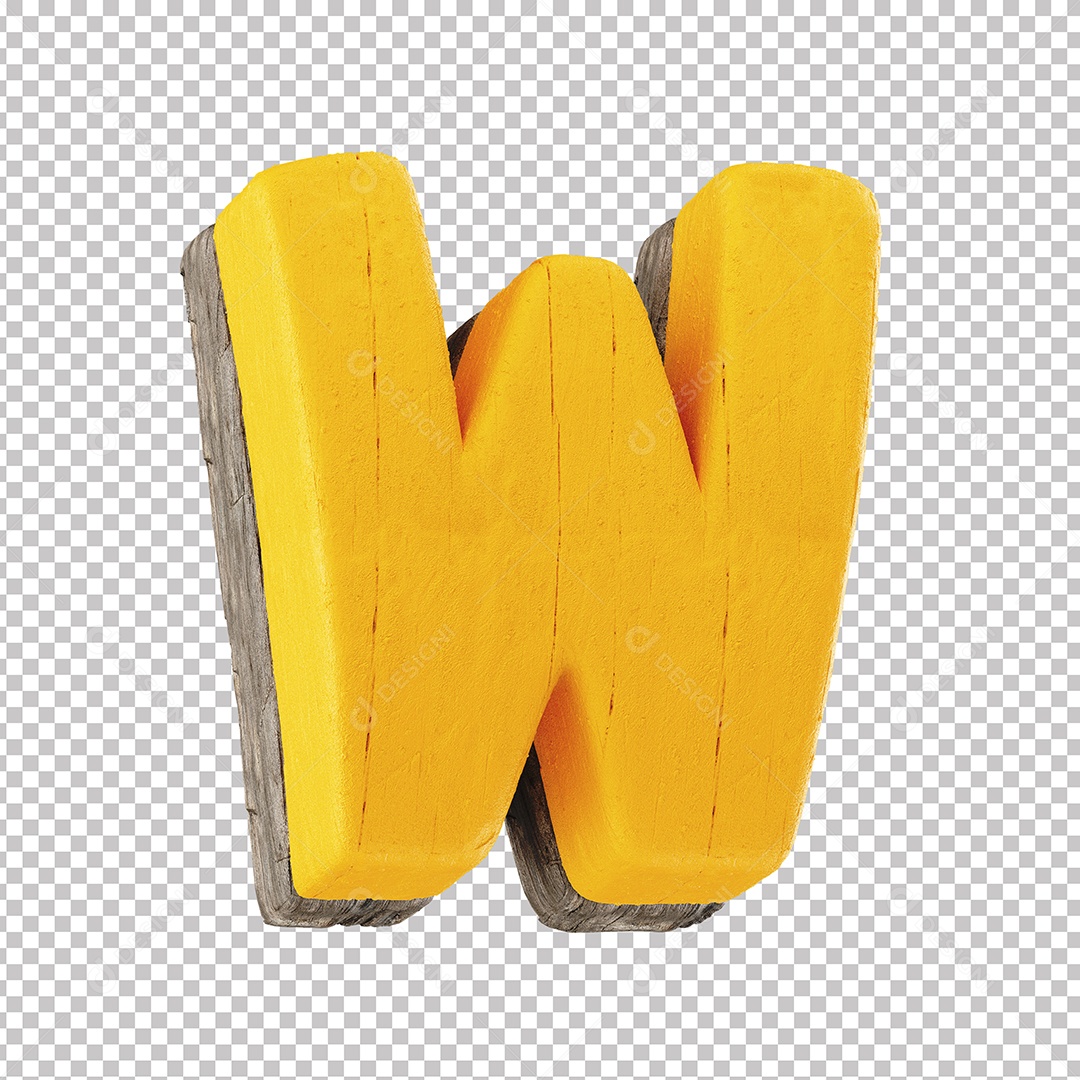 Elemento 3D Letra W Para Composição PNG Transparente