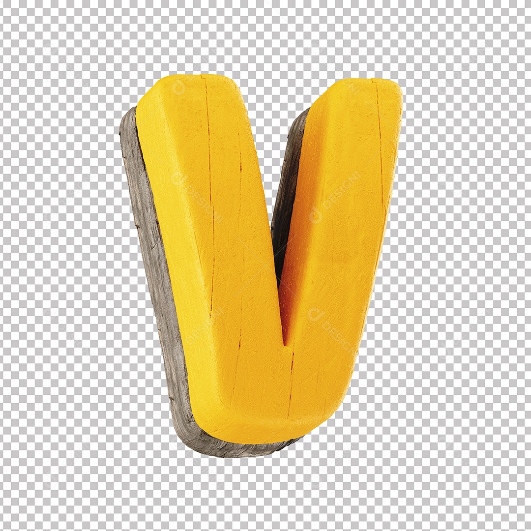 Elemento 3D Letra V Para Composição PNG Transparente