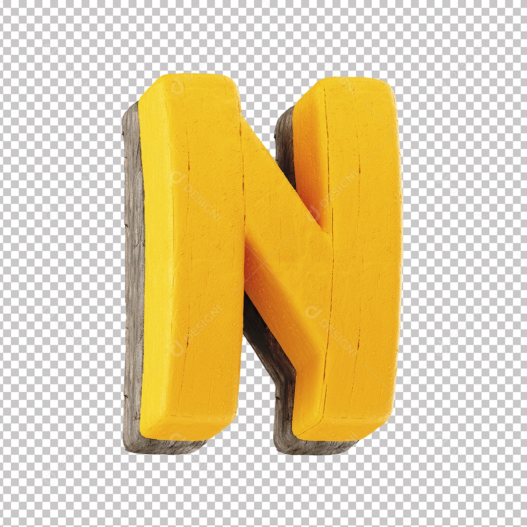 Elemento 3D Letra N Para Composição PNG Transparente