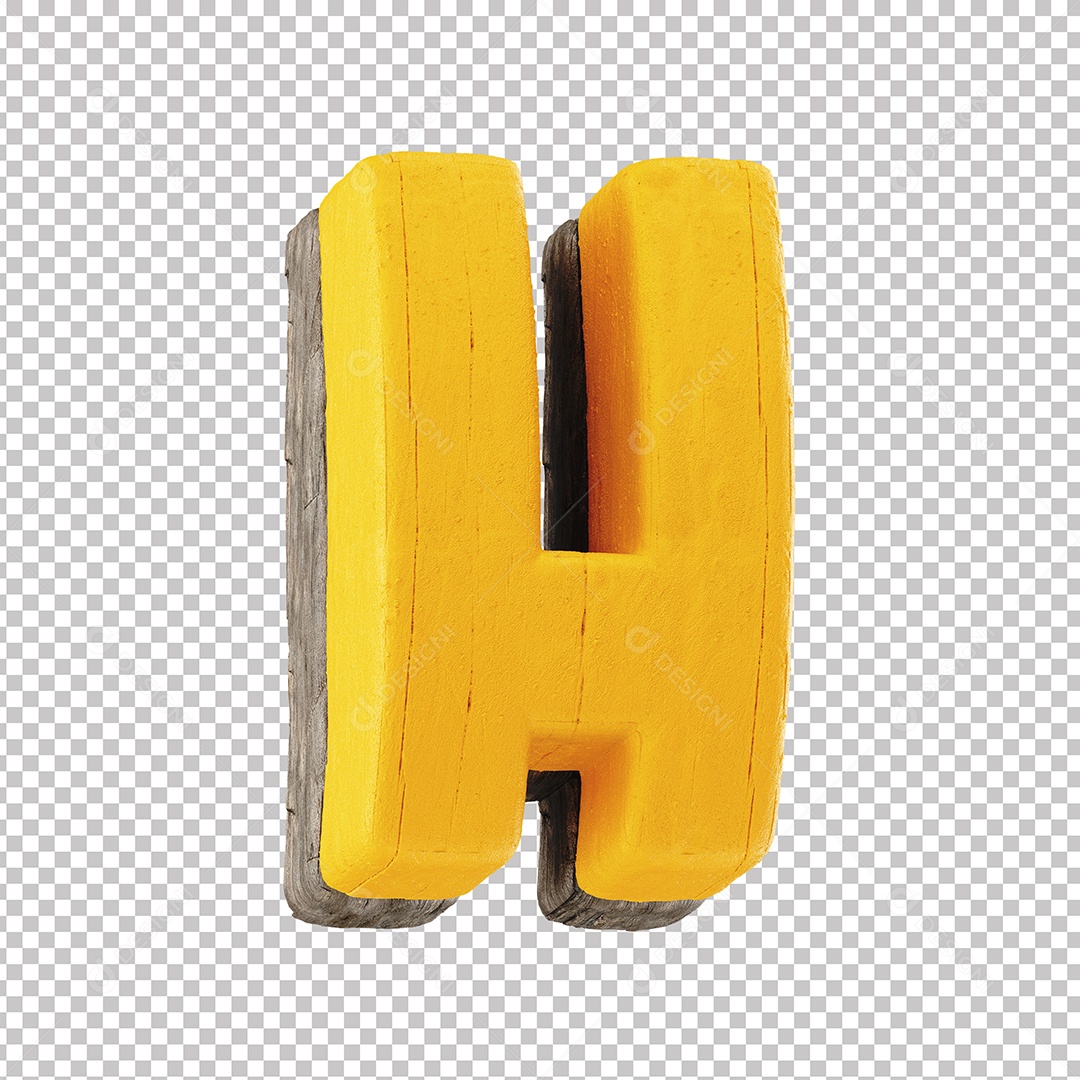 Elemento 3D Letra H Para Composição PNG Transparente