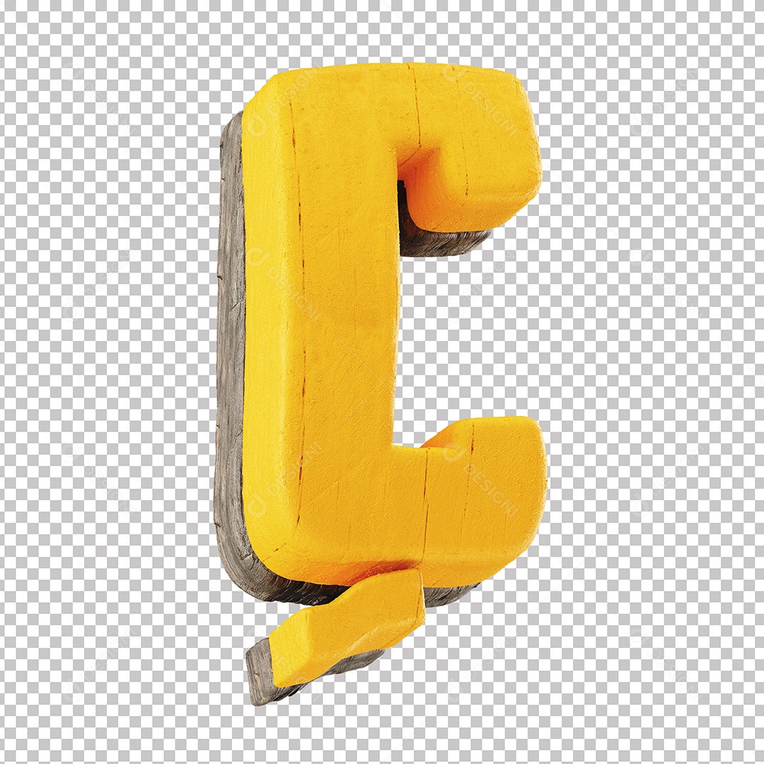 Elemento 3D Letra Ç Para Composição PNG Transparente