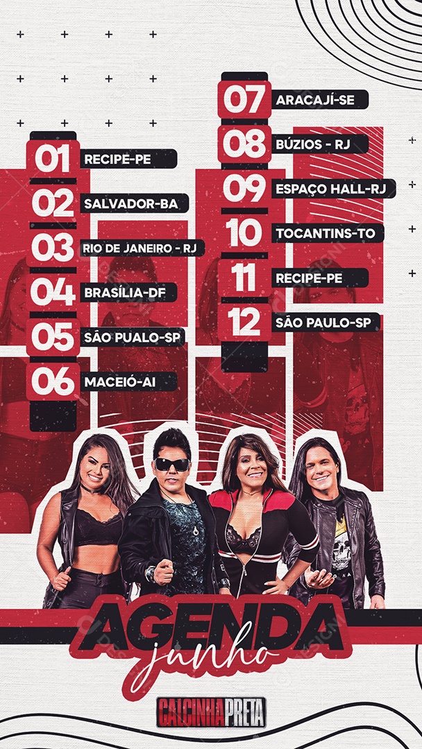 Flyer Story Agenda De Junho Calcinha Preta Social Media PSD Editável