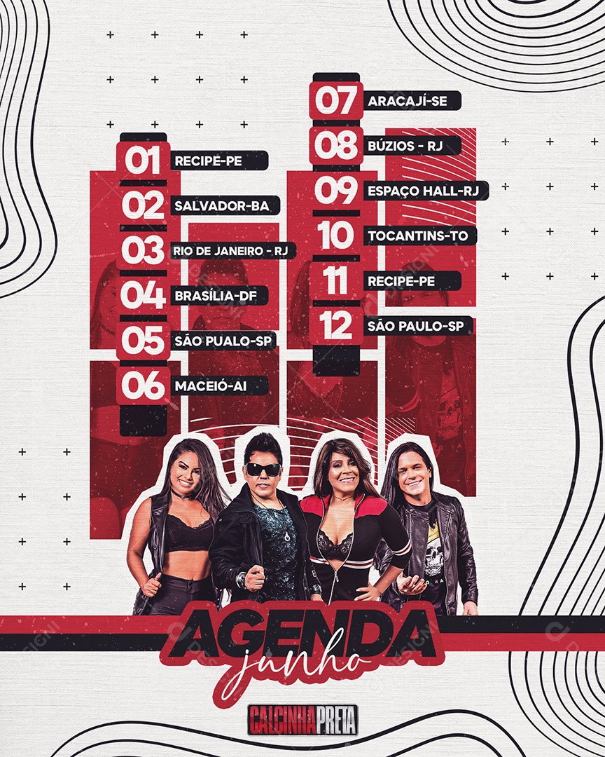 Flyer Story Agenda De Junho Calcinha Preta Social Media PSD Editável