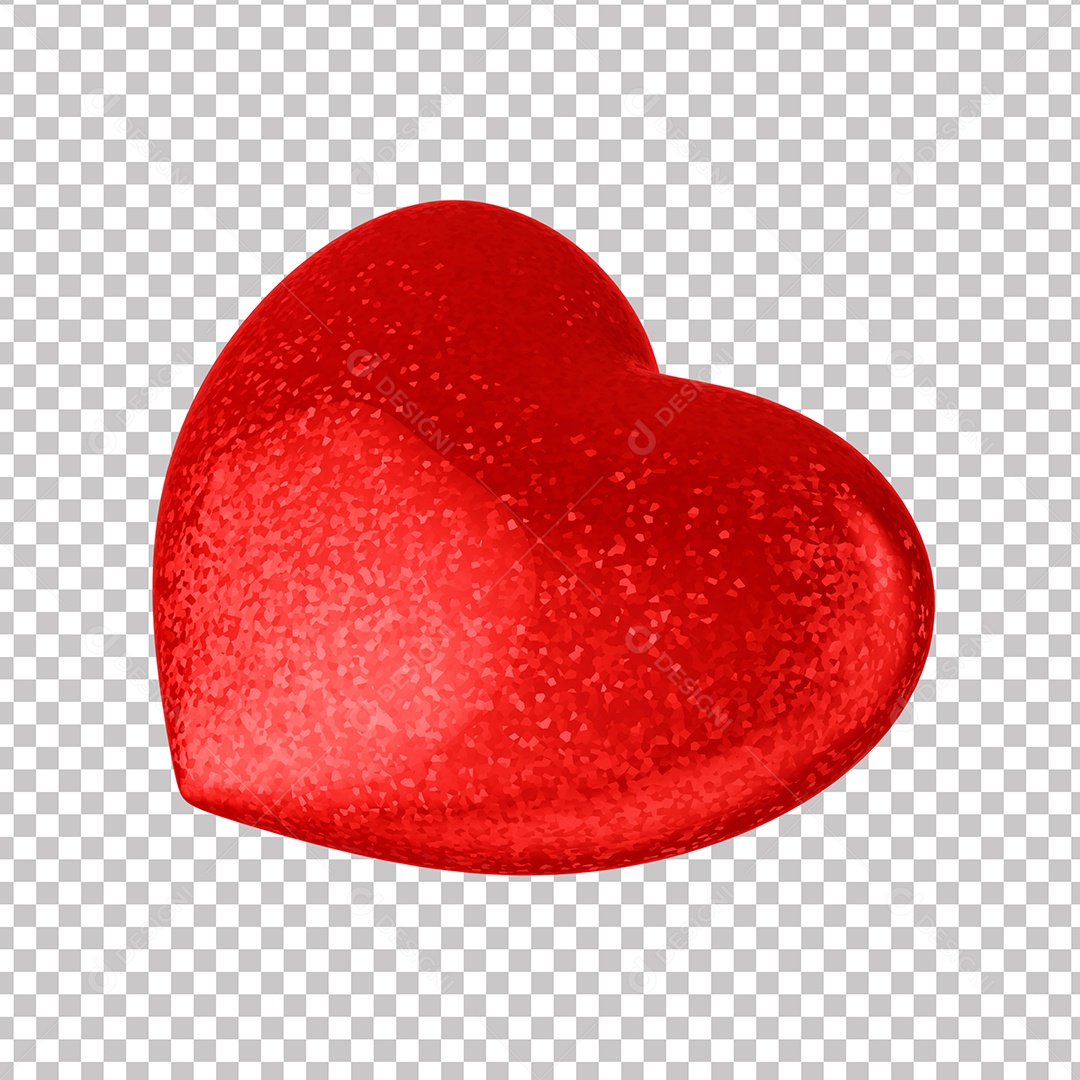 Elemento 3D Para Composição Coração do Dia Dos Namorados PNG Transparente