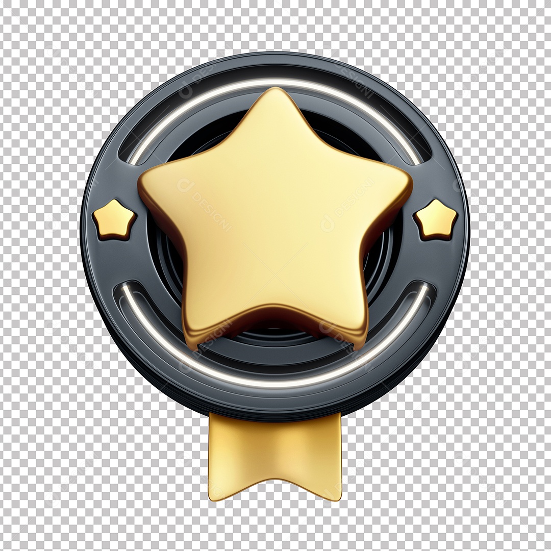 Elemento 3D Para Composição Estrela Dourada PNG Transparente