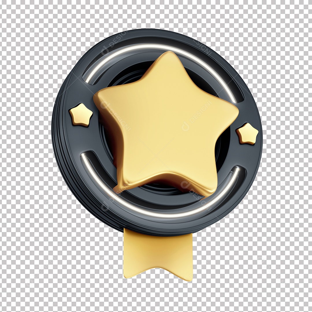 Elemento 3D Para Composição Estrela Dourada PNG Transparente