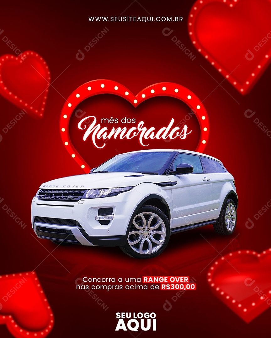 Mês Dos Namorados Concorra Uma Range Over Social Media PSD Editável