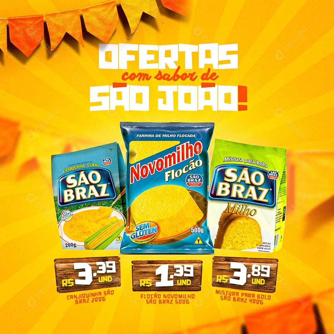 Ofertas Com Sabor de São João Social Media PSD Editável