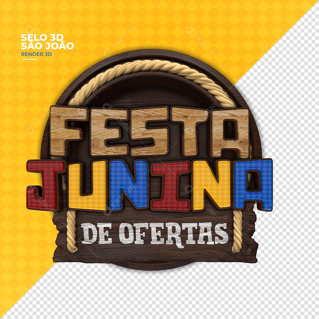 Festa Junina De Ofertas Selo 3D Verde Para Composição PSD