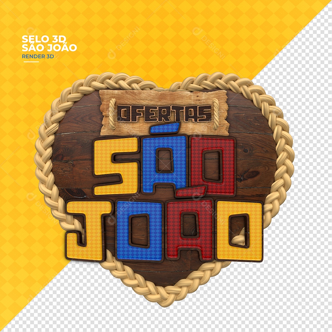 Ofertas São João Selo 3D Verde Para Composição PSD