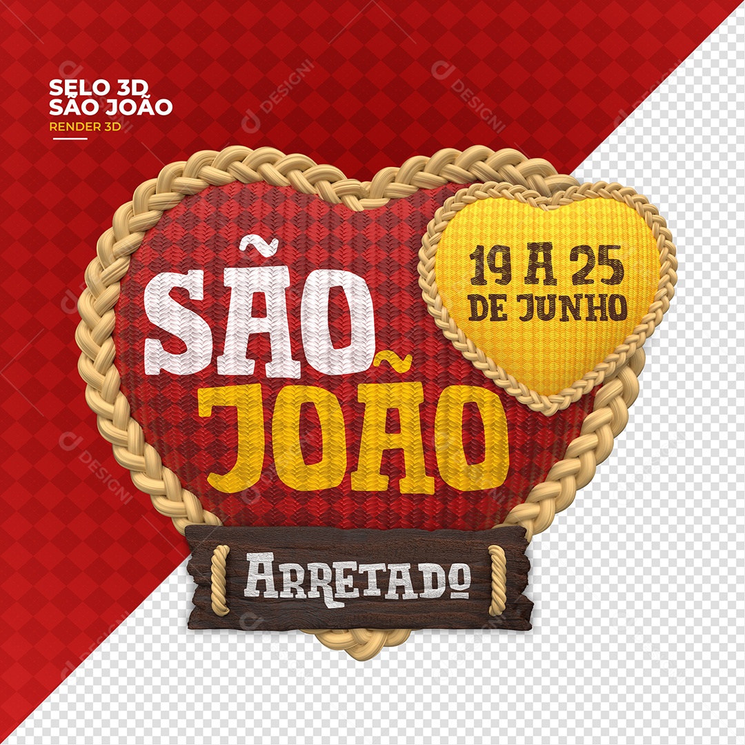 São João De Arretado Selo 3D Para Composição PSD