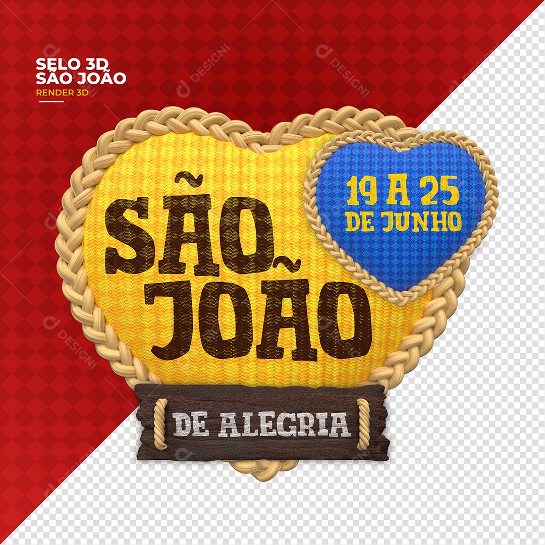 São João De Alegria Selo 3D Para Composição PSD