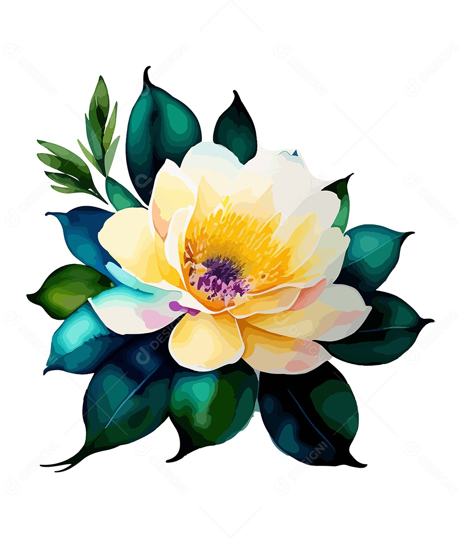 Desenho De Flor Em Aquarela Desenhada Á Mão Vetor EPS