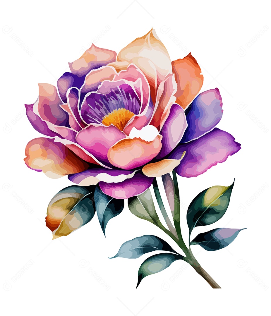 Desenho De Flor Em Aquarela Desenhada Á Mão Vetor EPS