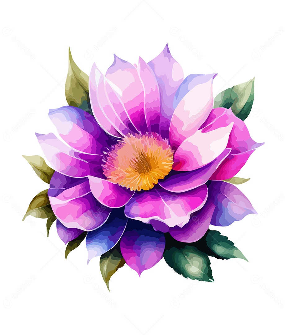 Desenho De Flor Em Aquarela Desenhada Á Mão Vetor EPS