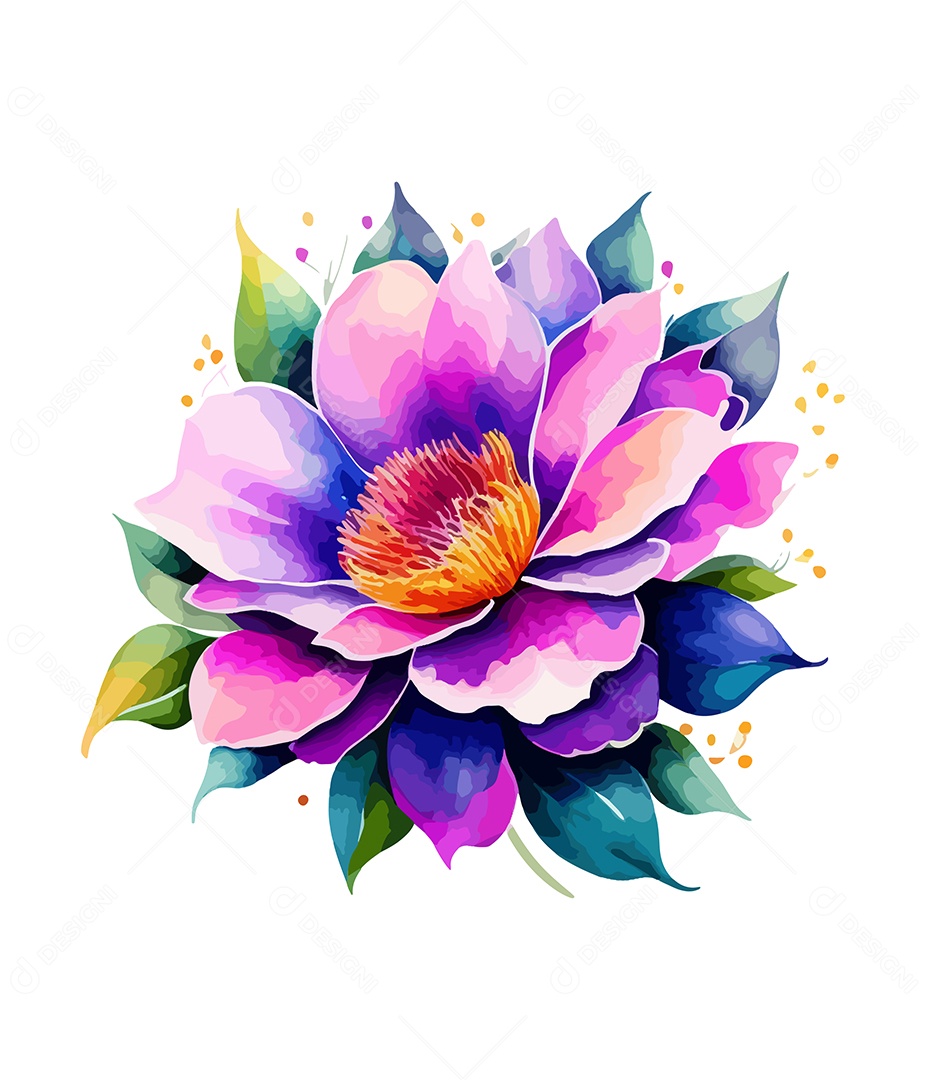 Desenho De Flor Em Aquarela Desenhada Á Mão Vetor EPS