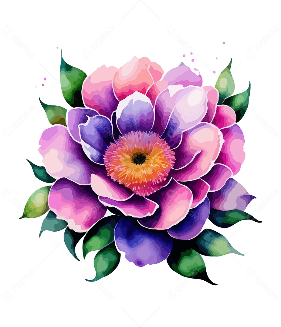 Desenho De Flor Em Aquarela Desenhada Á Mão Vetor EPS