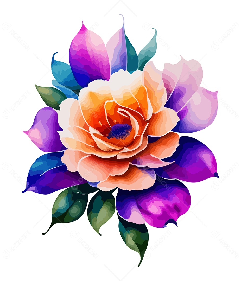 Desenho De Flor Em Aquarela Desenhada Á Mão Vetor EPS