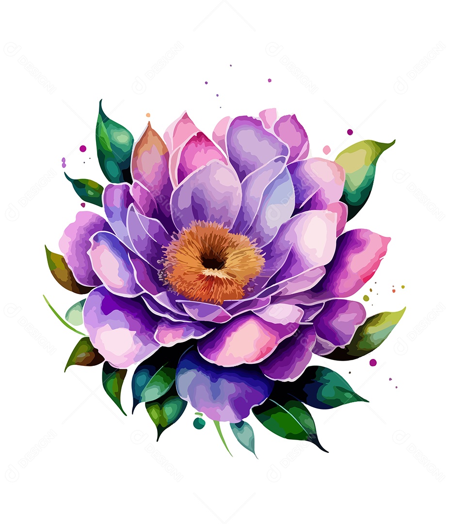 Desenho De Flor Em Aquarela Desenhada Á Mão Vetor EPS