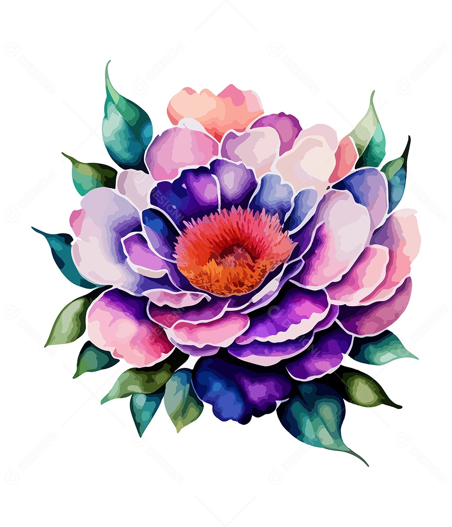 Desenho De Flor Em Aquarela Desenhada Á Mão Vetor EPS