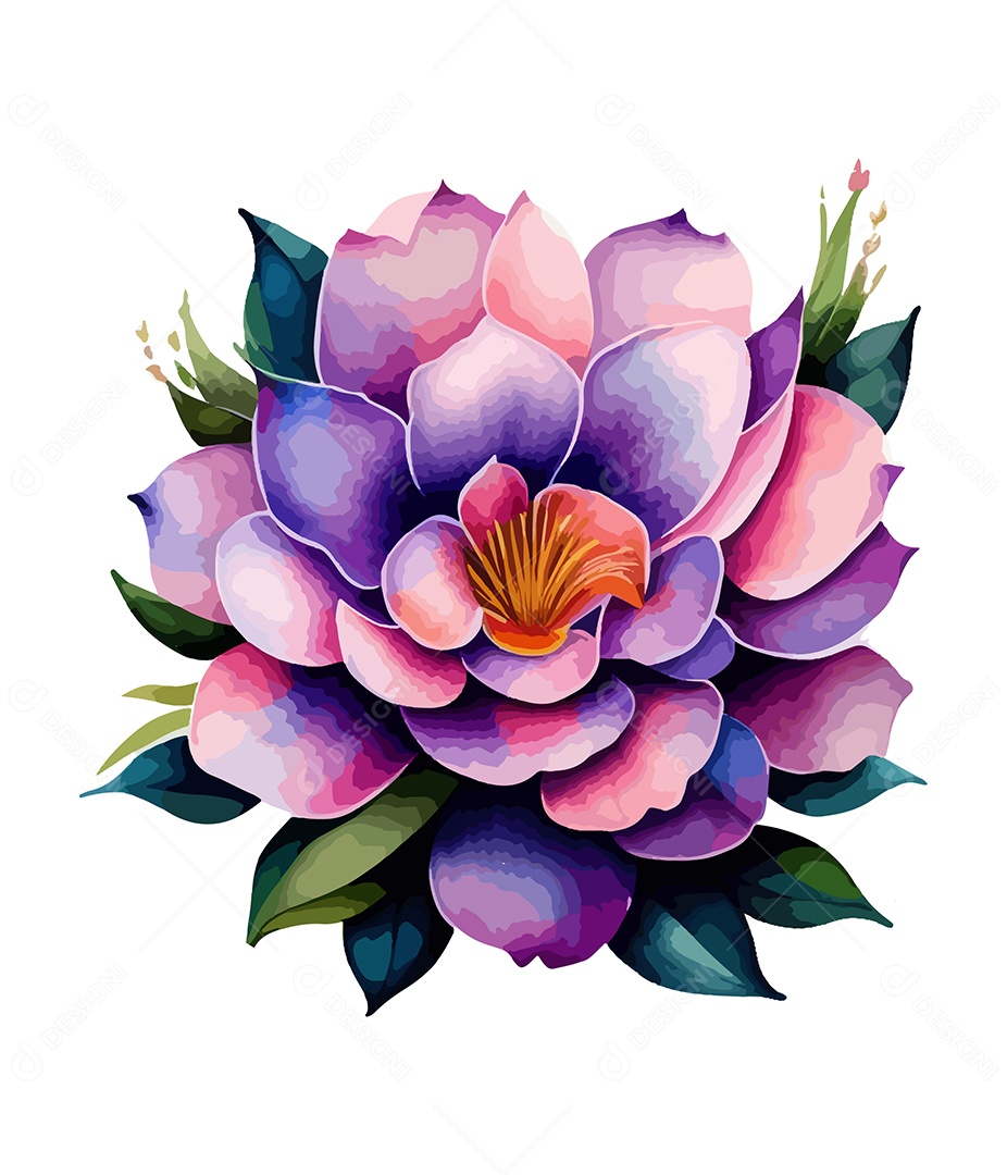 Desenho De Flor Em Aquarela Desenhada Á Mão Vetor EPS