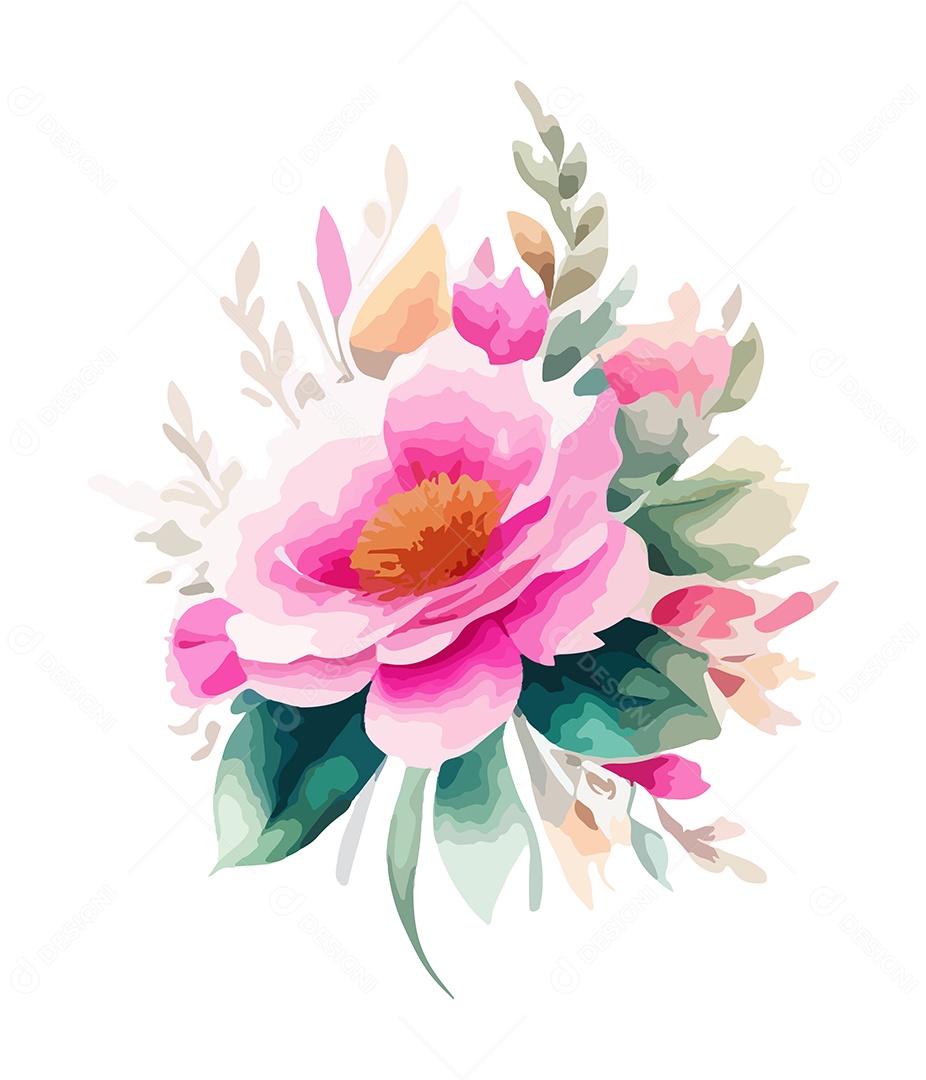 Desenho De Flor Em Aquarela Desenhada Á Mão Vetor EPS