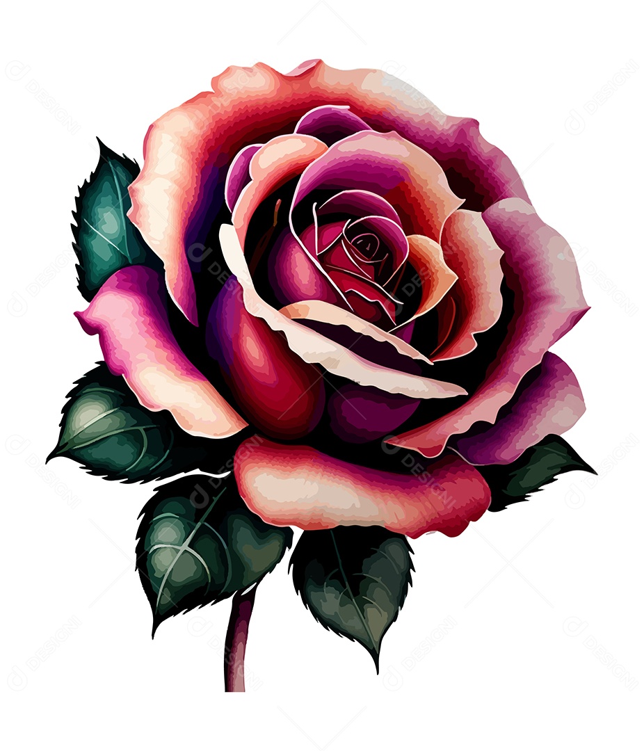 Desenho De Flor Em Aquarela Desenhada Á Mão Vetor EPS