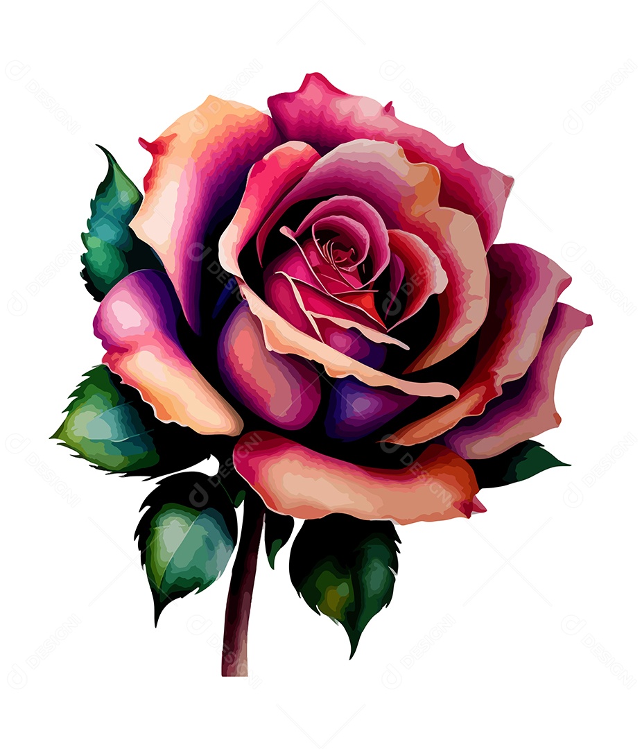 Desenho De Flor Em Aquarela Desenhada Á Mão Vetor EPS