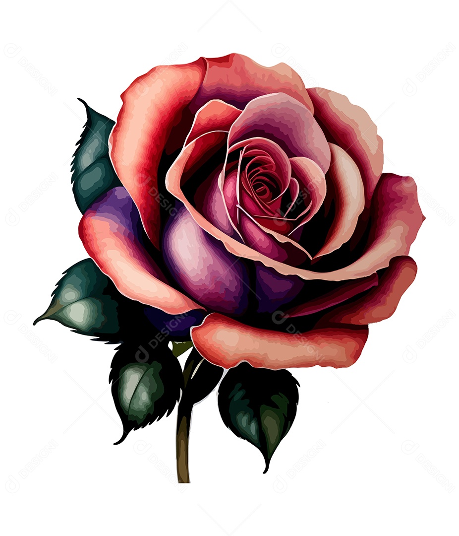 Desenho De Flor Em Aquarela Desenhada Á Mão Vetor EPS