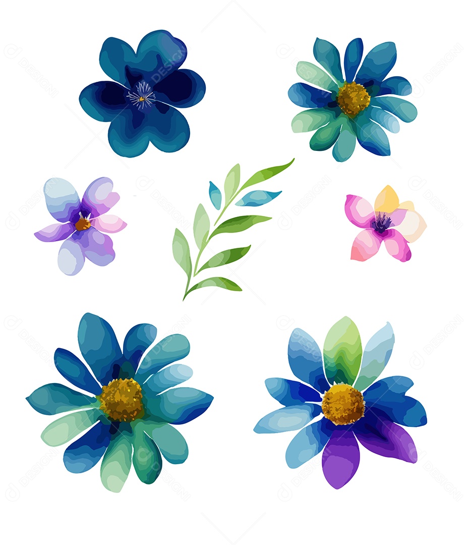 Desenho De Flores De Aquarela Desenhada Á Mão Vetor EPS