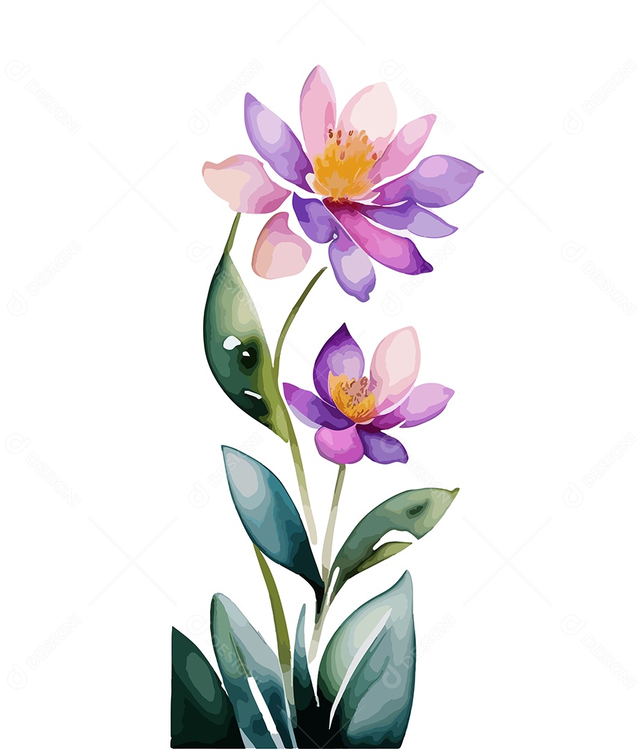 Desenho De Flores De Aquarela Desenhada Á Mão Vetor EPS