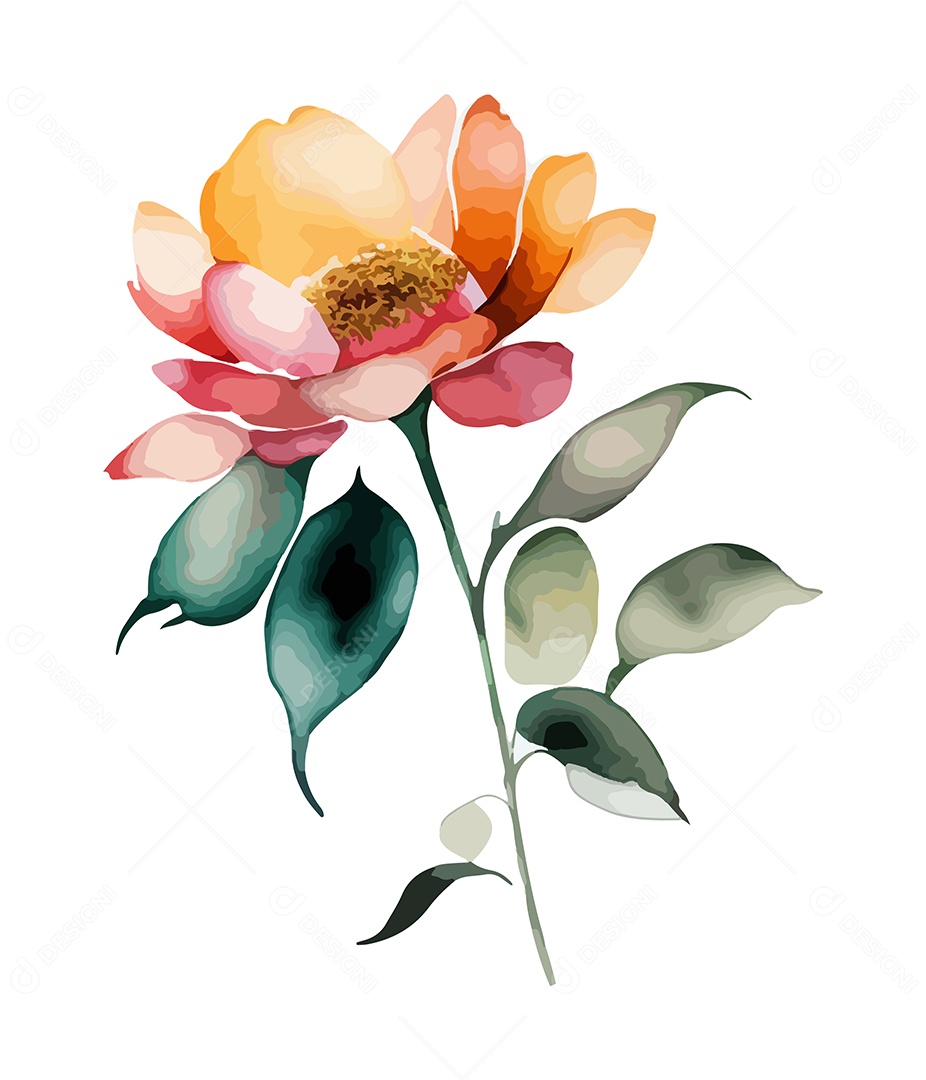 Desenho De Flor De Aquarela Desenhada Á Mão Vetor EPS