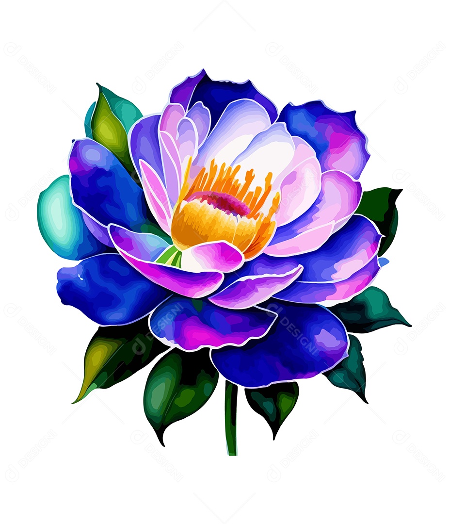 Desenho De Flor De Aquarela Desenhada Á Mão Vetor EPS