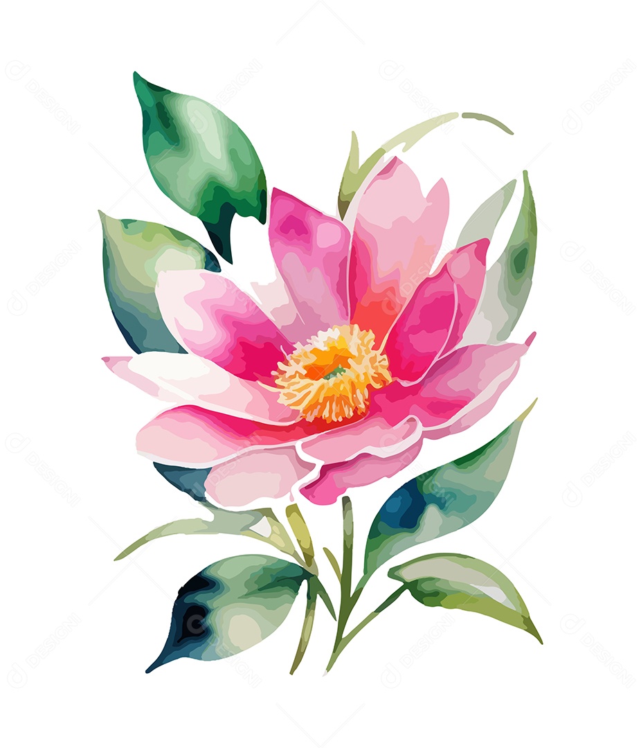 Desenho De Flor De Aquarela Desenhada Á Mão Vetor EPS