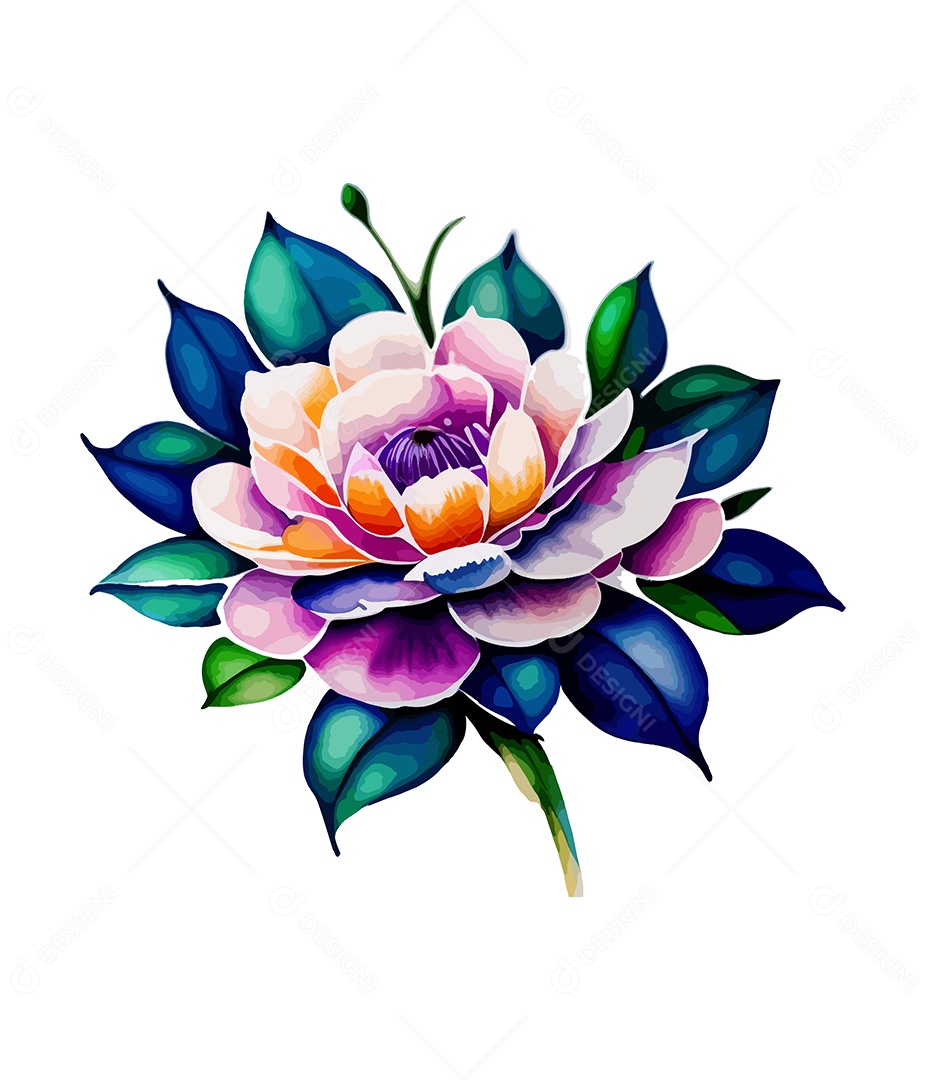 Desenho De Flor Em Aquarela Desenhada Á Mão Vetor EPS