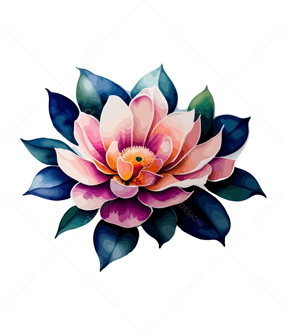 Desenho De Flor Azul Em Aquarela Desenhada Á Mão Vetor EPS